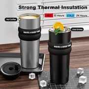 Termos, cana termoizolantă, multifunctional, cu pai metalic, din oțel inoxidabil 316, capacitate 710ml, argintiu