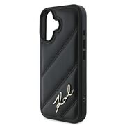 Husa premium pentru  iPhone 16 Karl Lagerfeld superior quality - Negru Leather