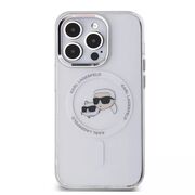 Husa premium pentru  iPhone 15 Pro Karl Lagerfeld compatibila Magsafe - Alb