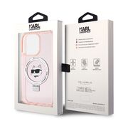 Husa premium pentru  iPhone 15 Pro Karl Lagerfeld compatibila Magsafe - Roz pal