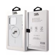 Husa premium pentru  iPhone 15 Pro Max Karl Lagerfeld compatibila Magsafe - Alb
