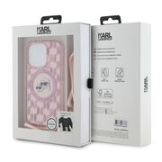 Husa premium pentru  iPhone 15 Pro Max Karl Lagerfeld compatibila Magsafe - Roz neon