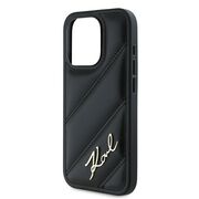 Husa premium pentru  iPhone 15 Pro Max Karl Lagerfeld superior quality - Negru Leather