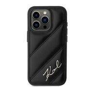 Husa premium pentru  iPhone 15 Pro Max Karl Lagerfeld superior quality - Negru Leather