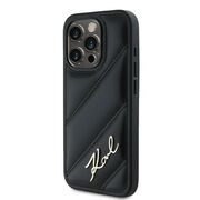 Husa premium pentru  iPhone 15 Pro Max Karl Lagerfeld superior quality - Negru Leather