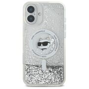 Husa premium pentru  iPhone 16 Karl Lagerfeld compatibila Magsafe - Argintiu