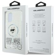 Husa premium pentru  iPhone 16 Karl Lagerfeld compatibila Magsafe - Argintiu