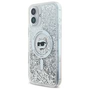 Husa premium pentru  iPhone 16 Karl Lagerfeld compatibila Magsafe - Argintiu