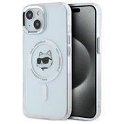Husa premium pentru  iPhone 15 Plus Karl Lagerfeld compatibila Magsafe - Alb