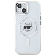 Husa premium pentru  iPhone 15 Plus Karl Lagerfeld compatibila Magsafe - Alb