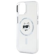 Husa premium pentru  iPhone 15 Plus Karl Lagerfeld compatibila Magsafe - Alb
