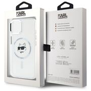Husa premium pentru  iPhone 15 Plus Karl Lagerfeld compatibila Magsafe - Alb