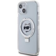 Husa premium pentru  iPhone 15 Plus Karl Lagerfeld compatibila Magsafe - Gri deschis