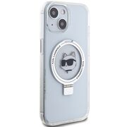 Husa premium pentru  iPhone 15 Plus Karl Lagerfeld compatibila Magsafe - Gri deschis