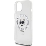 Husa premium pentru  iPhone 15 Plus Karl Lagerfeld compatibila Magsafe - Gri deschis
