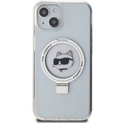 Husa premium pentru  iPhone 15 Plus Karl Lagerfeld compatibila Magsafe - Gri deschis