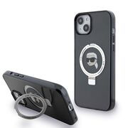 Husa premium pentru  iPhone 15 Plus Karl Lagerfeld compatibila Magsafe - Negru royal