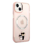 Husa premium pentru  iPhone 15 Plus Karl Lagerfeld compatibila Magsafe - Roz deschis