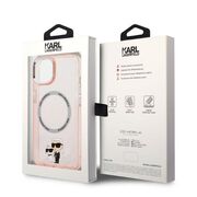 Husa premium pentru  iPhone 15 Plus Karl Lagerfeld compatibila Magsafe - Roz deschis
