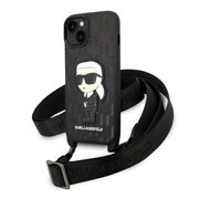 Husa premium pentru  iPhone 15 Plus Karl Lagerfeld superior quality - Negru print