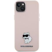 Husa premium pentru  iPhone 15 Plus Karl Lagerfeld superior quality - Roz pal