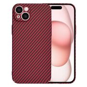Husa pentru  iPhone 15 CarbonFiber UltraSlim, Lightweight, Rosu