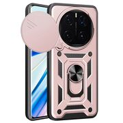 Husa pentru Honor Magic 7 Pro Ring Armor Kickstand Tough Rugged Cover cu protectie camera, Roz