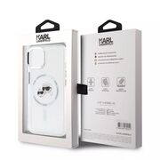 Husa premium pentru  iPhone 15 Karl Lagerfeld compatibila Magsafe - Alb