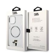 Husa premium pentru  iPhone 15 Karl Lagerfeld compatibila Magsafe - Argintiu deschis