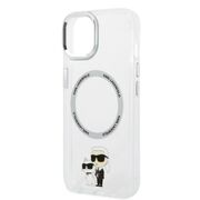 Husa premium pentru  iPhone 15 Karl Lagerfeld compatibila Magsafe - Argintiu deschis