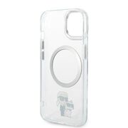 Husa premium pentru  iPhone 15 Karl Lagerfeld compatibila Magsafe - Argintiu deschis
