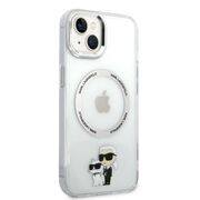 Husa premium pentru  iPhone 15 Karl Lagerfeld compatibila Magsafe - Argintiu deschis