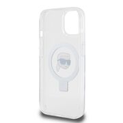 Husa premium pentru  iPhone 15 Karl Lagerfeld compatibila Magsafe - Argintiu