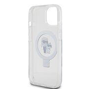 Husa premium pentru  iPhone 15 Karl Lagerfeld compatibila Magsafe - Gri cenusiu