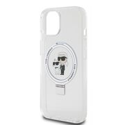 Husa premium pentru  iPhone 15 Karl Lagerfeld compatibila Magsafe - Gri cenusiu