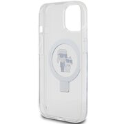 Husa premium pentru  iPhone 15 Karl Lagerfeld compatibila Magsafe - Gri deschis