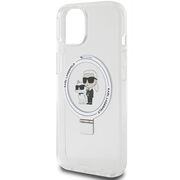 Husa premium pentru  iPhone 15 Karl Lagerfeld compatibila Magsafe - Gri deschis