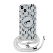 Husa premium pentru  iPhone 15 Karl Lagerfeld compatibila Magsafe - Gri deschis