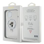 Husa premium pentru  iPhone 15 Karl Lagerfeld compatibila Magsafe - Gri deschis