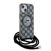 Husa premium pentru  iPhone 15 Karl Lagerfeld compatibila Magsafe - Gri inchis
