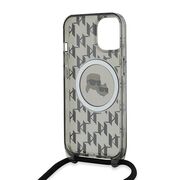 Husa premium pentru  iPhone 15 Karl Lagerfeld compatibila Magsafe - Gri inchis