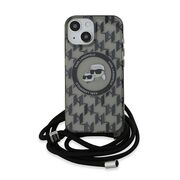 Husa premium pentru  iPhone 15 Karl Lagerfeld compatibila Magsafe - Gri inchis