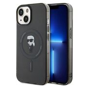 Husa premium pentru  iPhone 15 Karl Lagerfeld compatibila Magsafe - Negru print