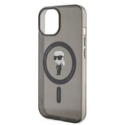 Husa premium pentru  iPhone 15 Karl Lagerfeld compatibila Magsafe - Negru print
