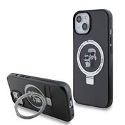 Husa premium pentru  iPhone 15 Karl Lagerfeld compatibila Magsafe - Negru royal