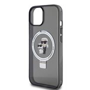 Husa premium pentru  iPhone 15 Karl Lagerfeld compatibila Magsafe - Negru royal