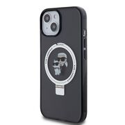 Husa premium pentru  iPhone 15 Karl Lagerfeld compatibila Magsafe - Negru royal