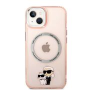 Husa premium pentru  iPhone 15 Karl Lagerfeld compatibila Magsafe - Roz deschis