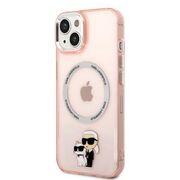Husa premium pentru  iPhone 15 Karl Lagerfeld compatibila Magsafe - Roz deschis