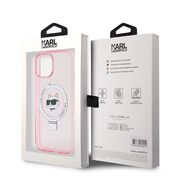Husa premium pentru  iPhone 15 Karl Lagerfeld compatibila Magsafe - Roz neo